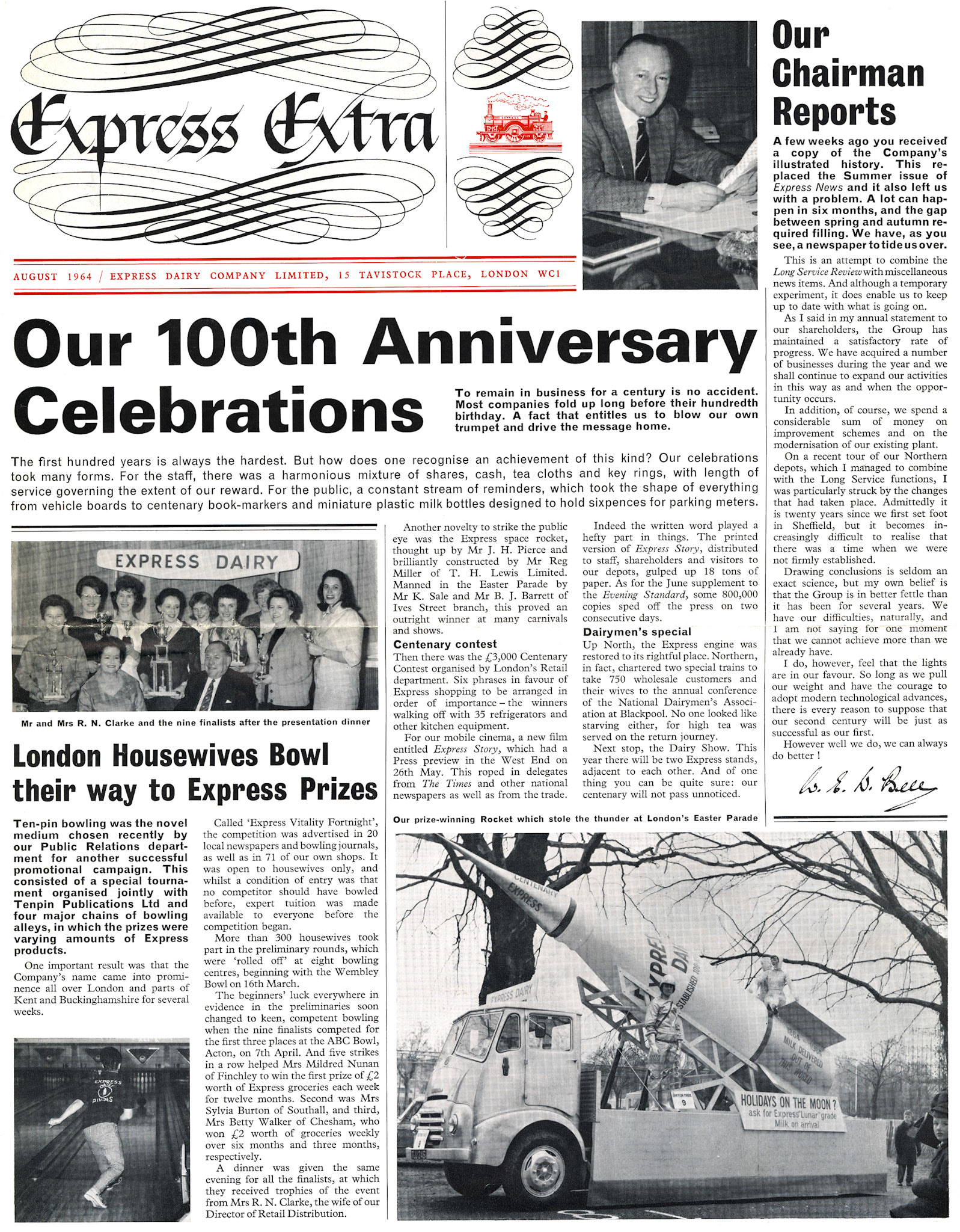 1964 August 'Express Extra' newsletter in anniversary year, as Express News was a special edition. (Courtesy Paul Luke)
