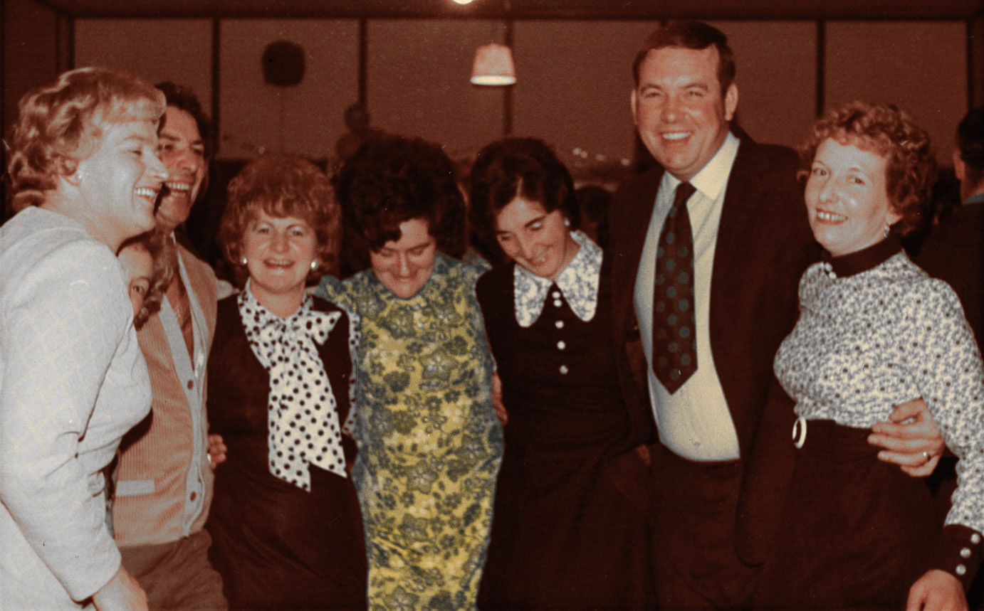 Paul Evans comments "Second and third from the left are my parents- Colin and Audrey Evans" Christine Fisher adds "Joyce Roberts on the right hand side. Mary Evans on the left. (Courtesy Joe Lyons)