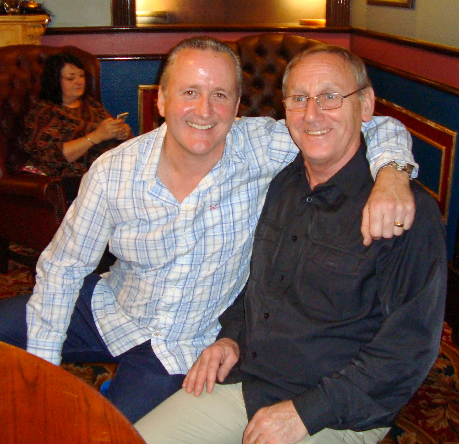 2014 Exeter Staff Reunion. Mike Chrichard, Phillip Budd. (Courtesy Phillip Budd)