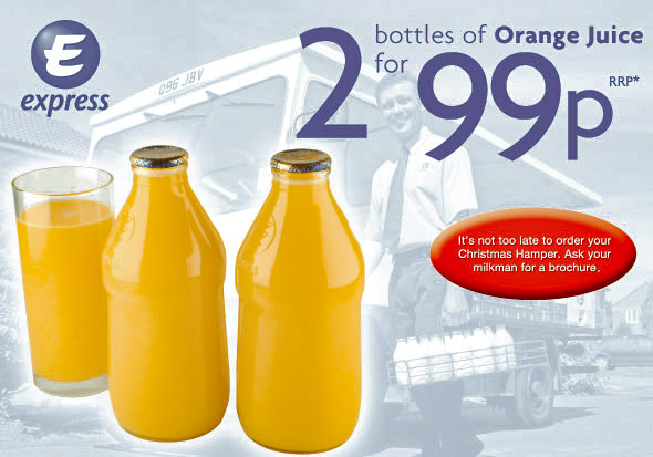 1980's? orange juice in glass bottles leaflet (Courtesy Paul Luke)