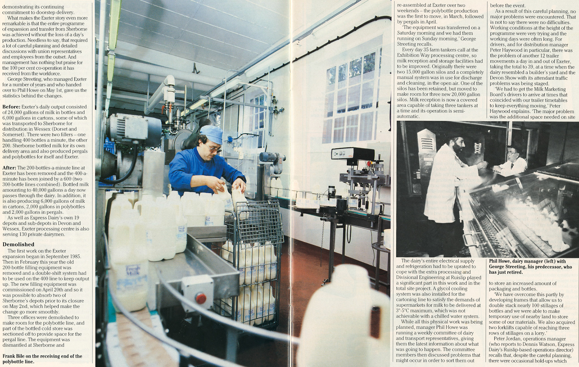 1986 Exeter Processing output almost doubles following expansion after the closure of Sherborne