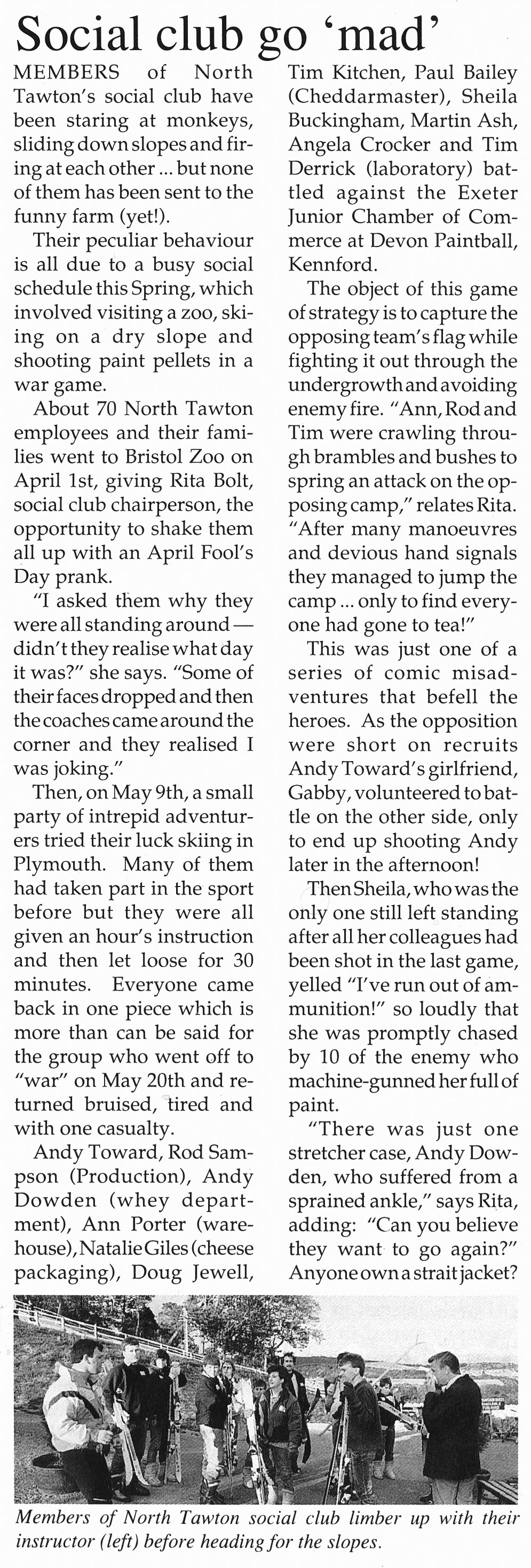 1990 North Tawton Social Club activities.