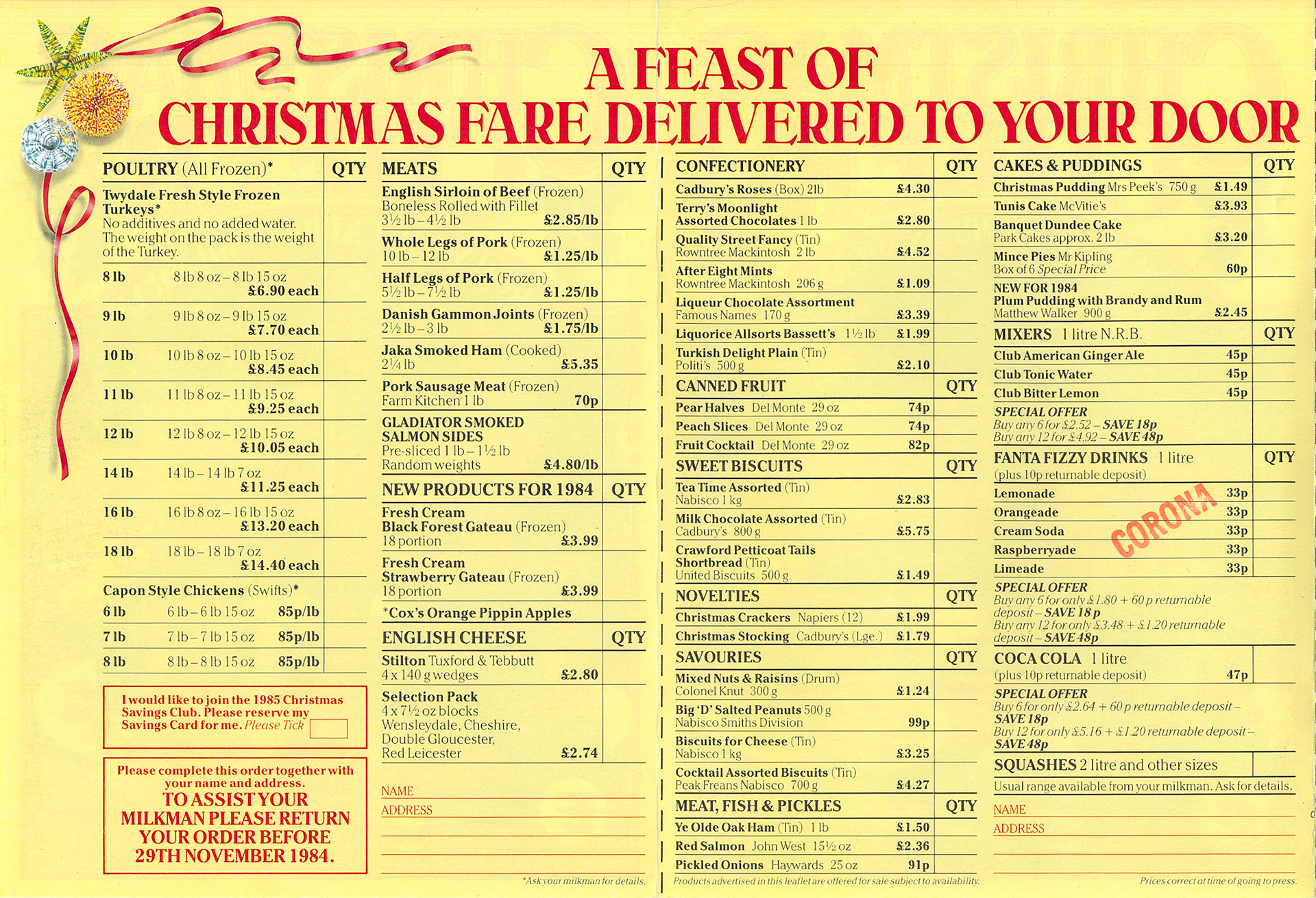 1984 Christmas Hampers leaflet (Courtesy Paul Luke)