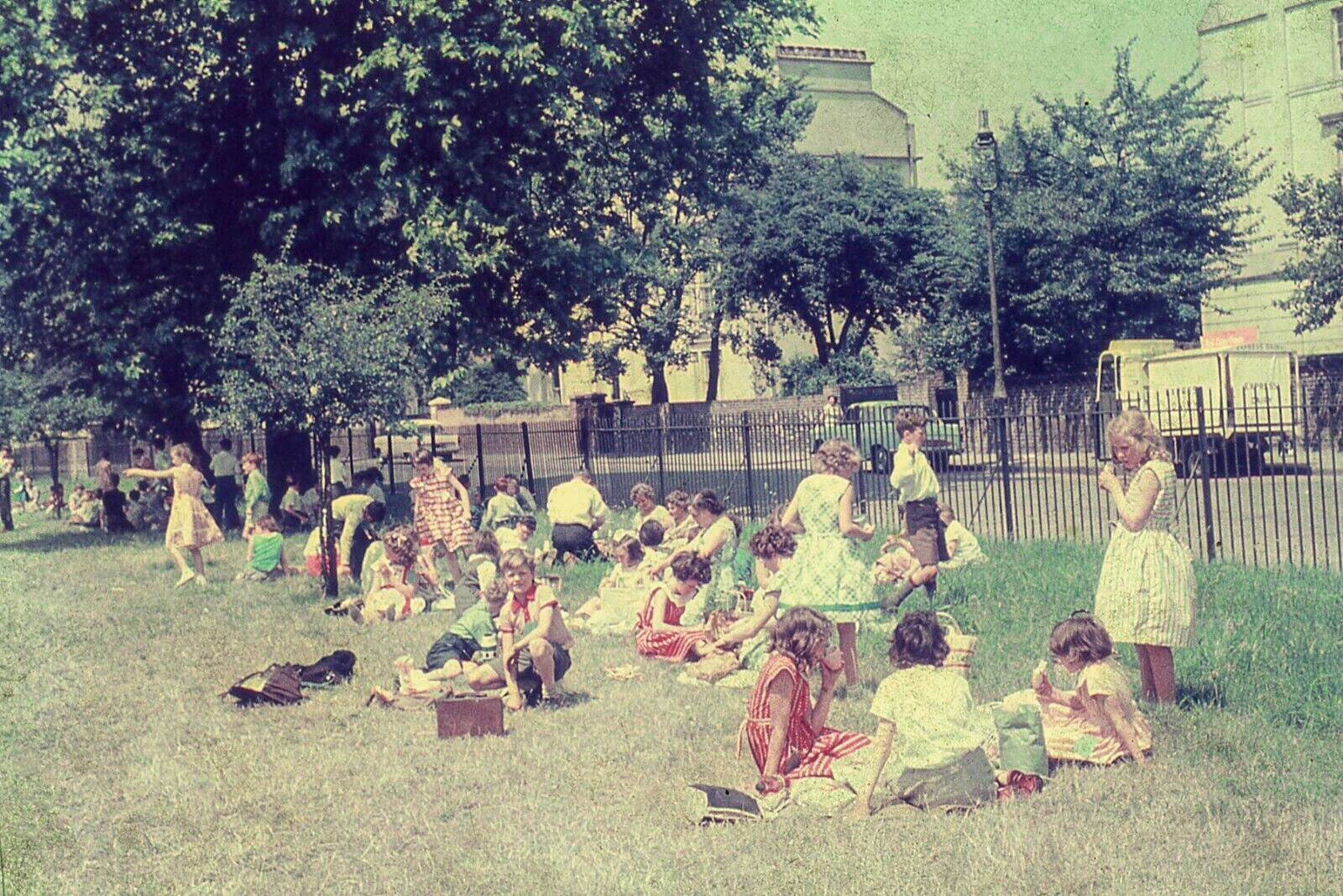 1950's "Children at Lunch Break at a London Park"  (Ebay)