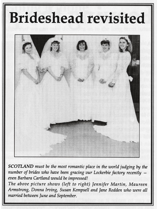 1991 Lockerbie brides - Jennifer Martin, Maureen Armstrong, Donna Irving, Susan Kempsell and Jane Redden