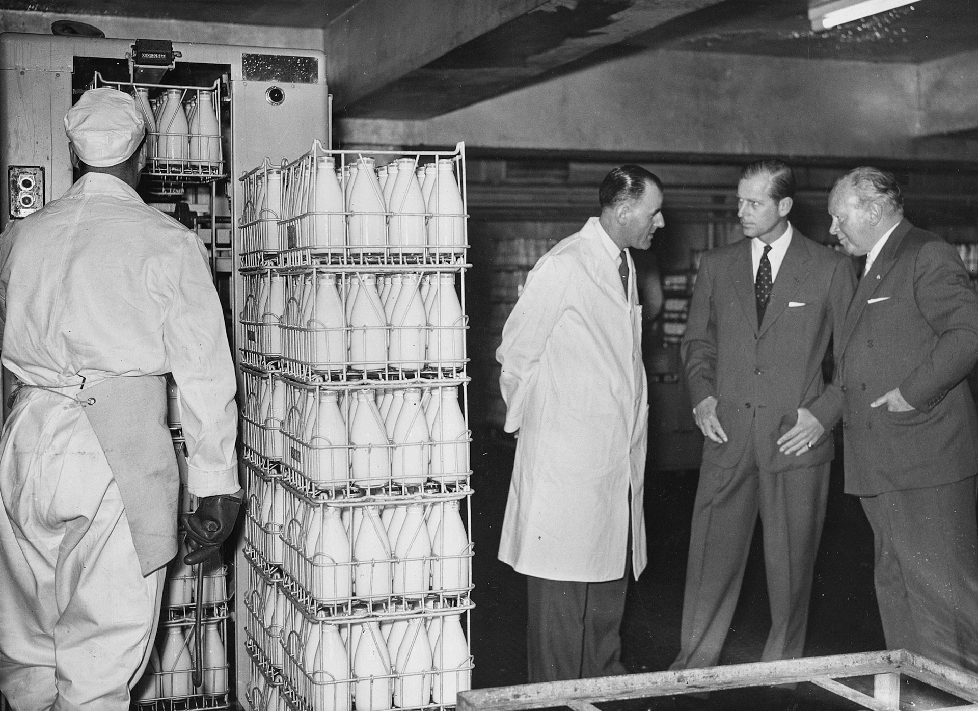 1957 South Morden-Duke of Edinburgh's visit on November 12-stacking operations. (Courtesy Paul Luke)