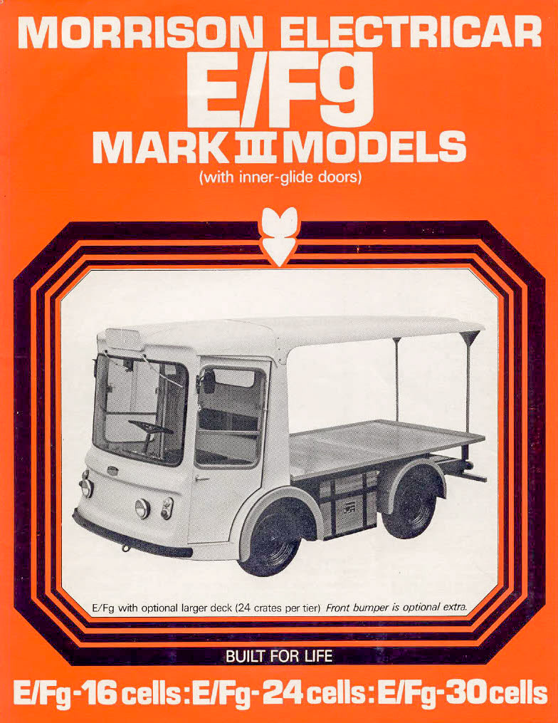 1969 Morrison Electricar E/Fg Mark III Brochure, covers E/Fg-16, -24 and -30 models. Printed October 1969. (Courtesy milkfloats.org.uk)