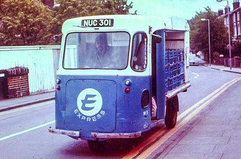 1970's? Glenn Stratten comments "Who remembers these, easy to nick a bottle on way to school..lol." Tommy Hoban comments "Remember leaving school and going to work for Express Dairy at their garage on Sunbridge Road. Worked on the Wales and Edwards three-wheelers. Fibreglass cabins-horrible itchy stiff to work with." (Courtesy Glenn Stratten, Memories of Bradford FB Group)