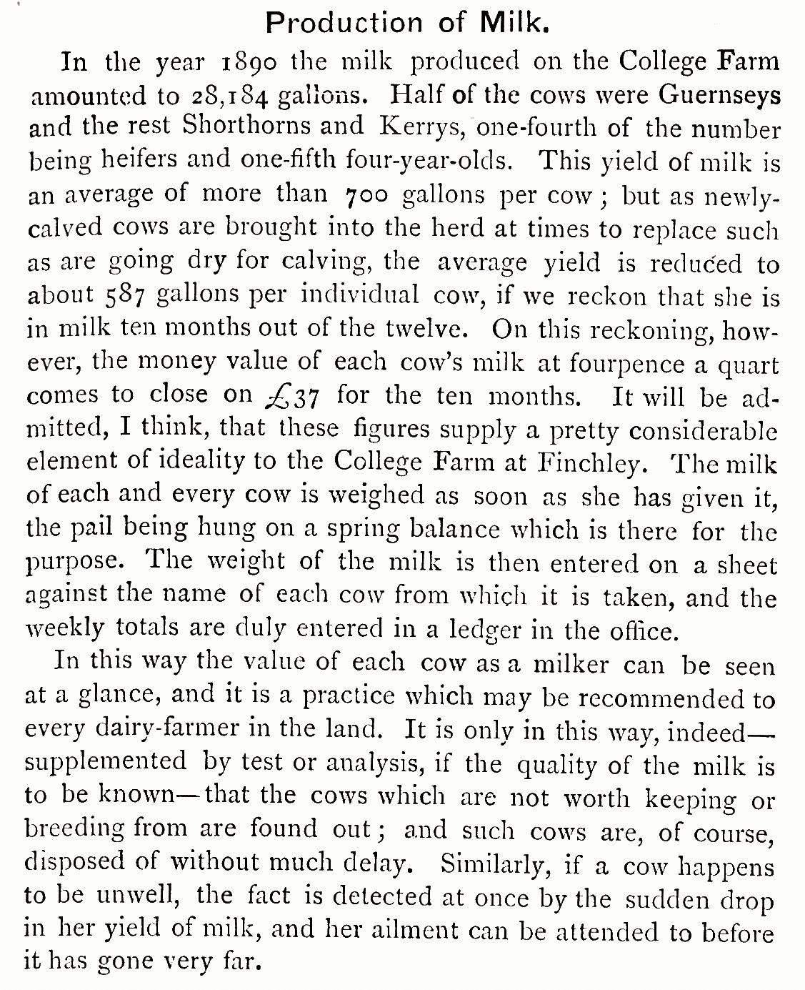 1896 "An Ideal Dairy Farm' Chapter 1 of 'British Dairying' by Prof. J.P. Sheldon, Second Edition.