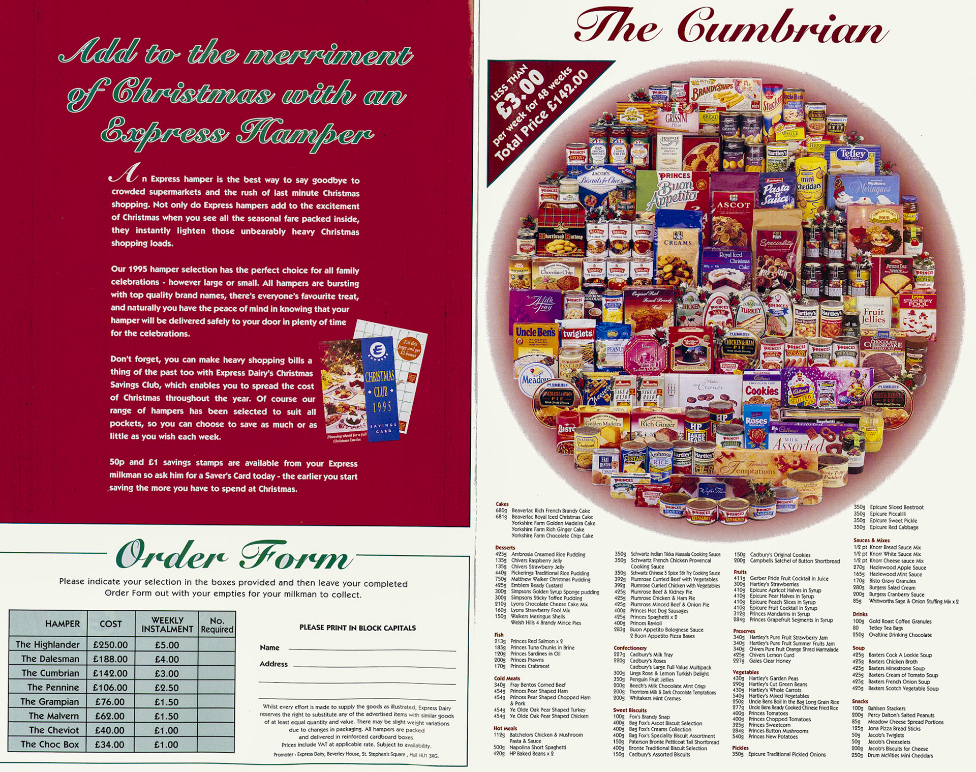 1995 Christmas Hampers leaflet (Courtesy Paul Luke)