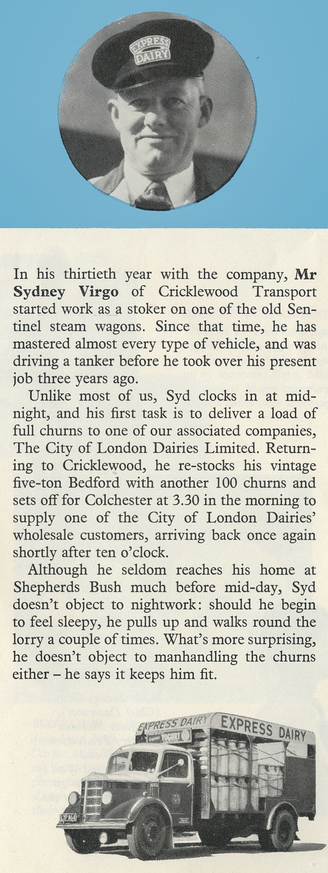 1956 Sydney Virgo from Cricklewood Transport. ('Keeping the wheels turning' feature from Express News December)