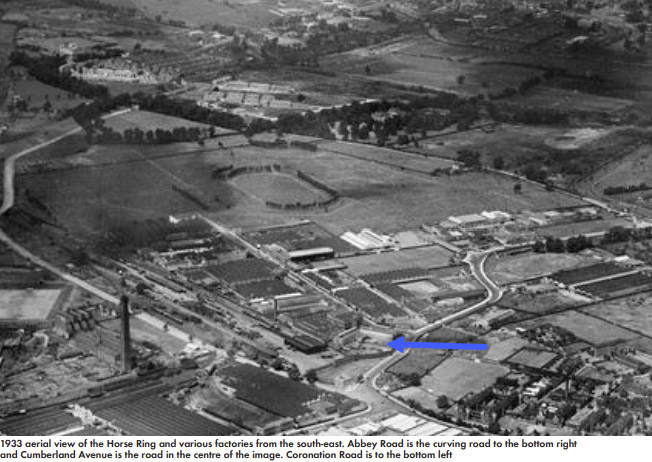 1933 Park Royal Estate, showing location of Dairy Supply Company off Cumberland Avenue. Roger Cox comments "My grandfather, Ernest Moggridge worked for Dairy Supply in Cumberland Avenue, Park Royal. I believe my grandfather was on site security and lived in a tied house almost opposite . I'm not sure of the dates but Guinness Brewery was at the top end of Cumberland and I can recall as a child the many pitched roof buildings along the road. Park Royal vehicles was nearby, nowadays Diageo is at the top." (Courtesy English Heritage)