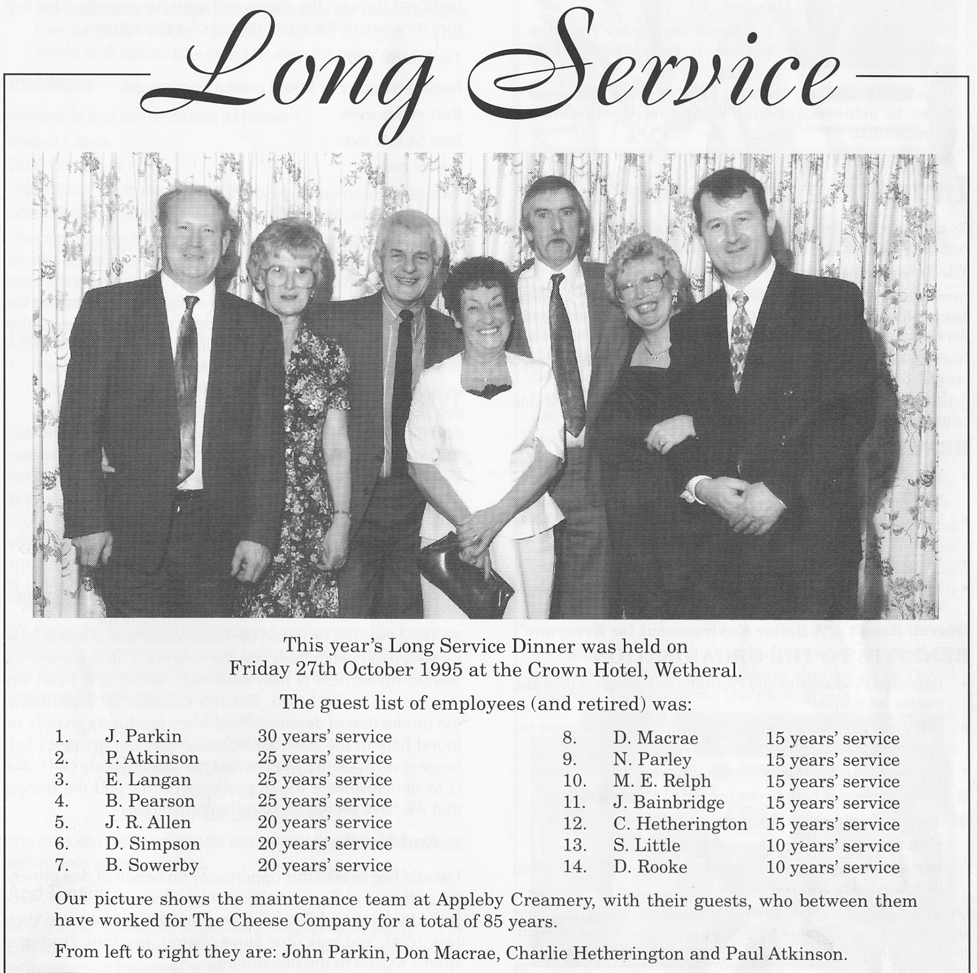 1995 December Long Service Dinner-Appleby News (Courtesy Alan Mandle)