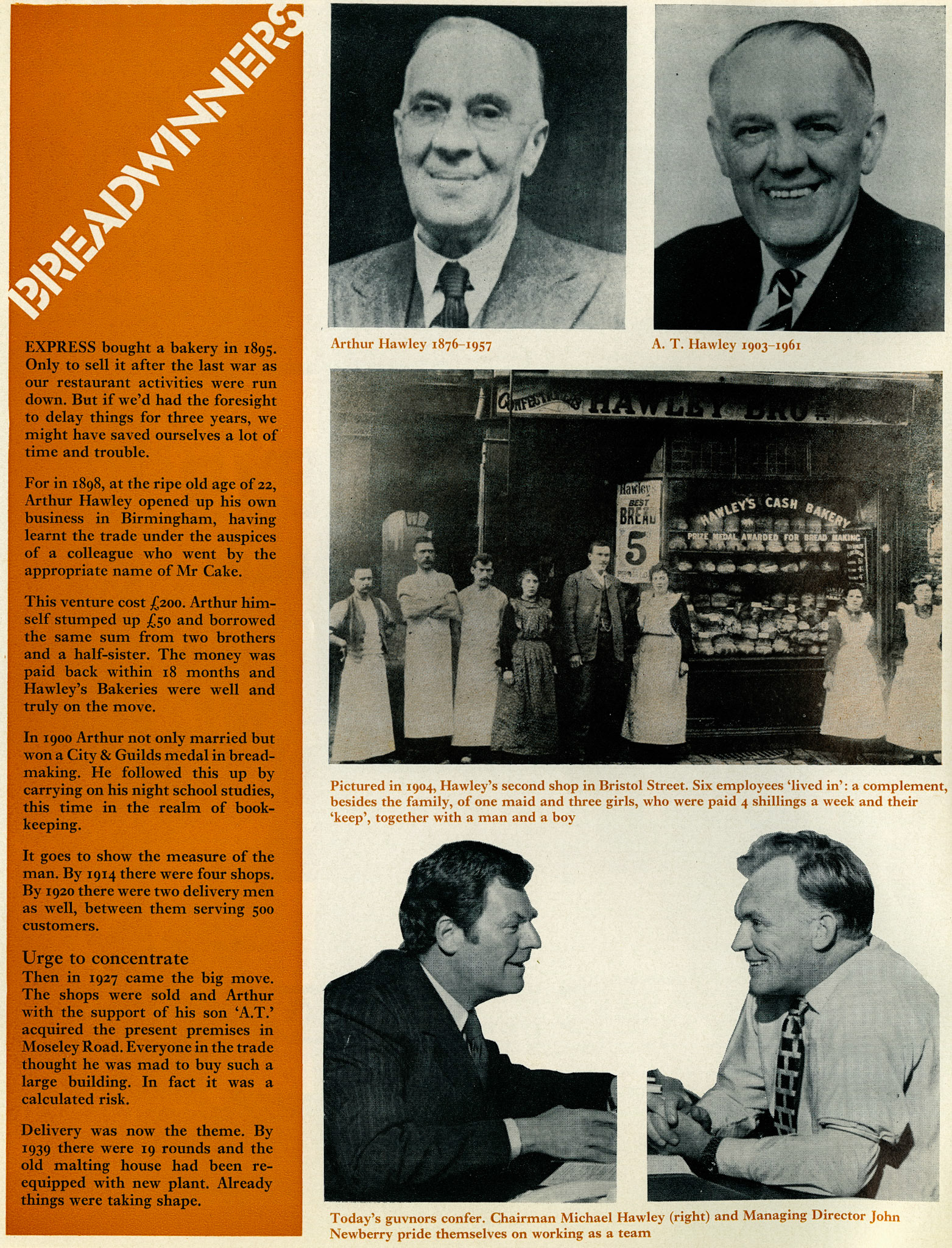 1973 ARTHUR HAWLEY, A.T. HAWLEY, MICHAEL HAWLEY, JOHN NEWBERRY (Hawley's Bakeries)