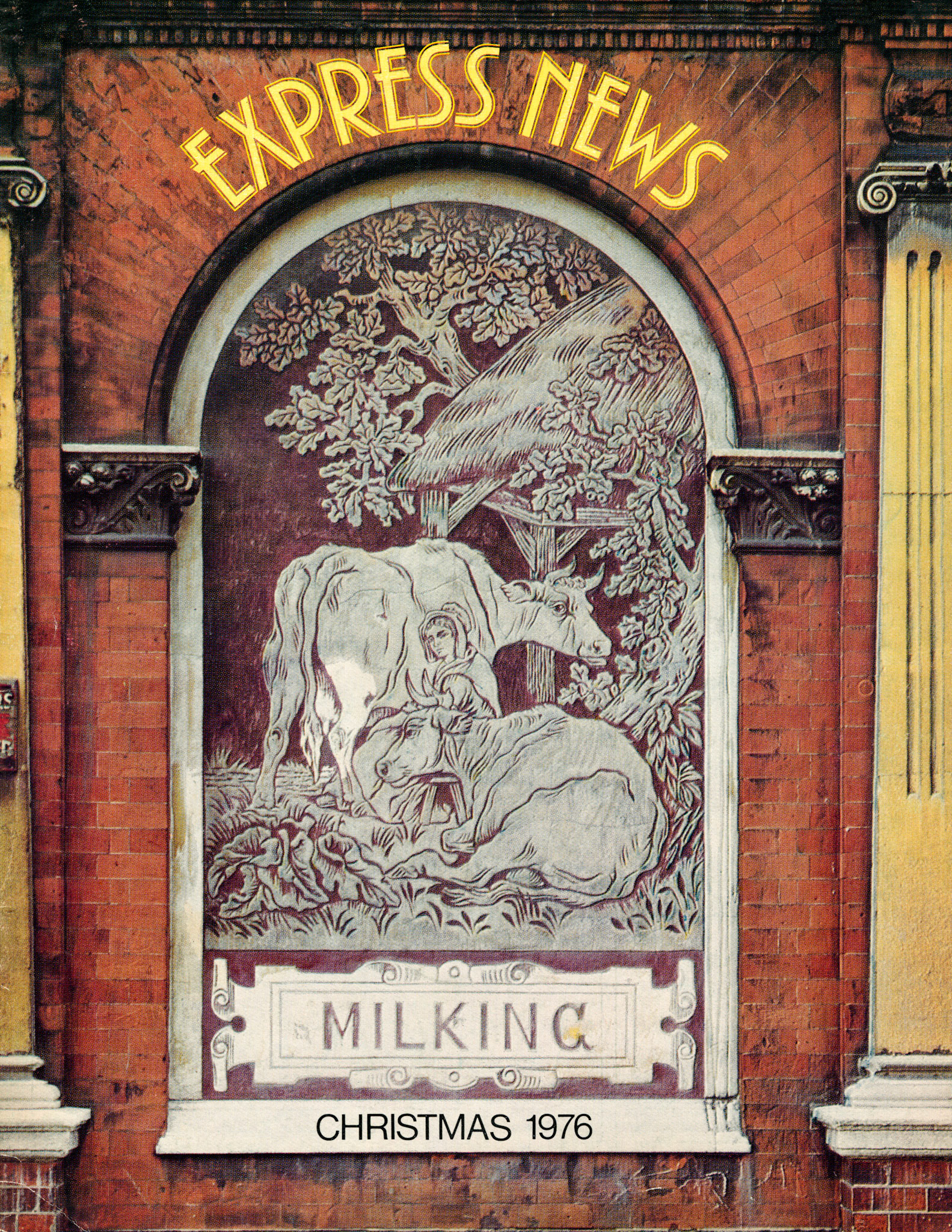 1976 Facade of a disused dairy in Finsbury