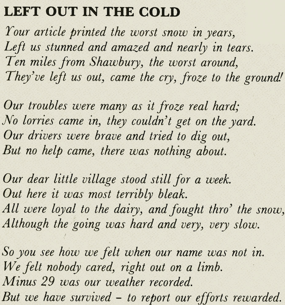 1982 'Remember That Weather in winter 1981/2. Ruyton felt left out from the previous article, so Mrs C Rogers wrote this piece. (Express News April)