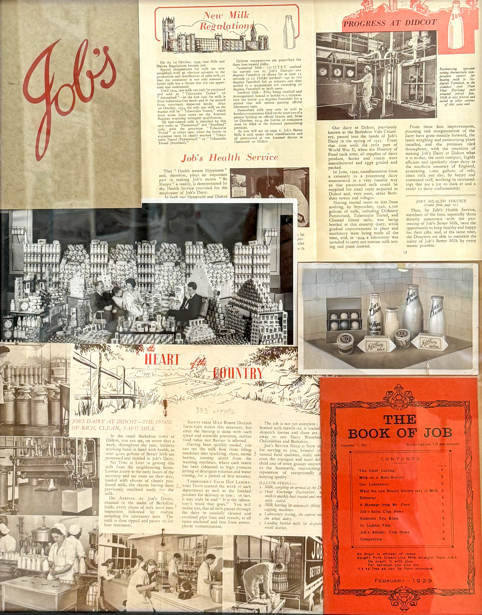 1950's Excerpts from 'The Book of Job' staff magazine. (Didcot Dairy Exhibition 2024, Cornerstone Arts Centre)