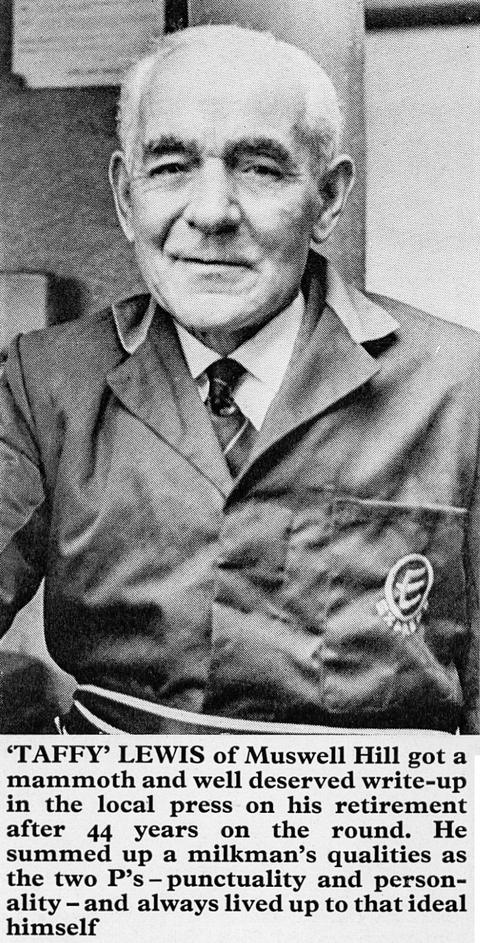 1975 Muswell Hill milkman 'Taffy' Lewis retires after 44 years. (Express News Summer)