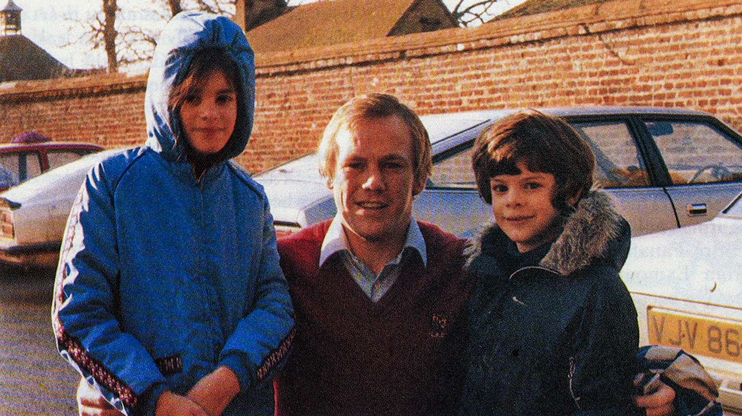1981 Chris Austen's daughter and son Claire and Matthew with Rugby Union player Peter Wheeler. (Express News December)