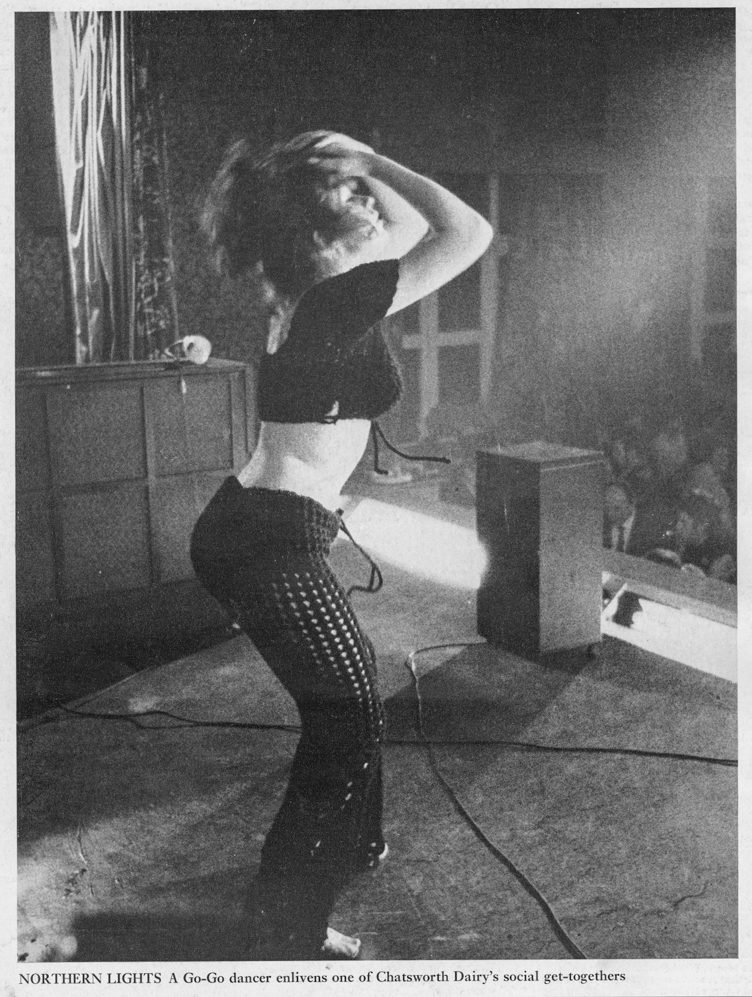 1971 A Go-Go dancer enlivens one of Chatsworth Dairy's social get-togethers