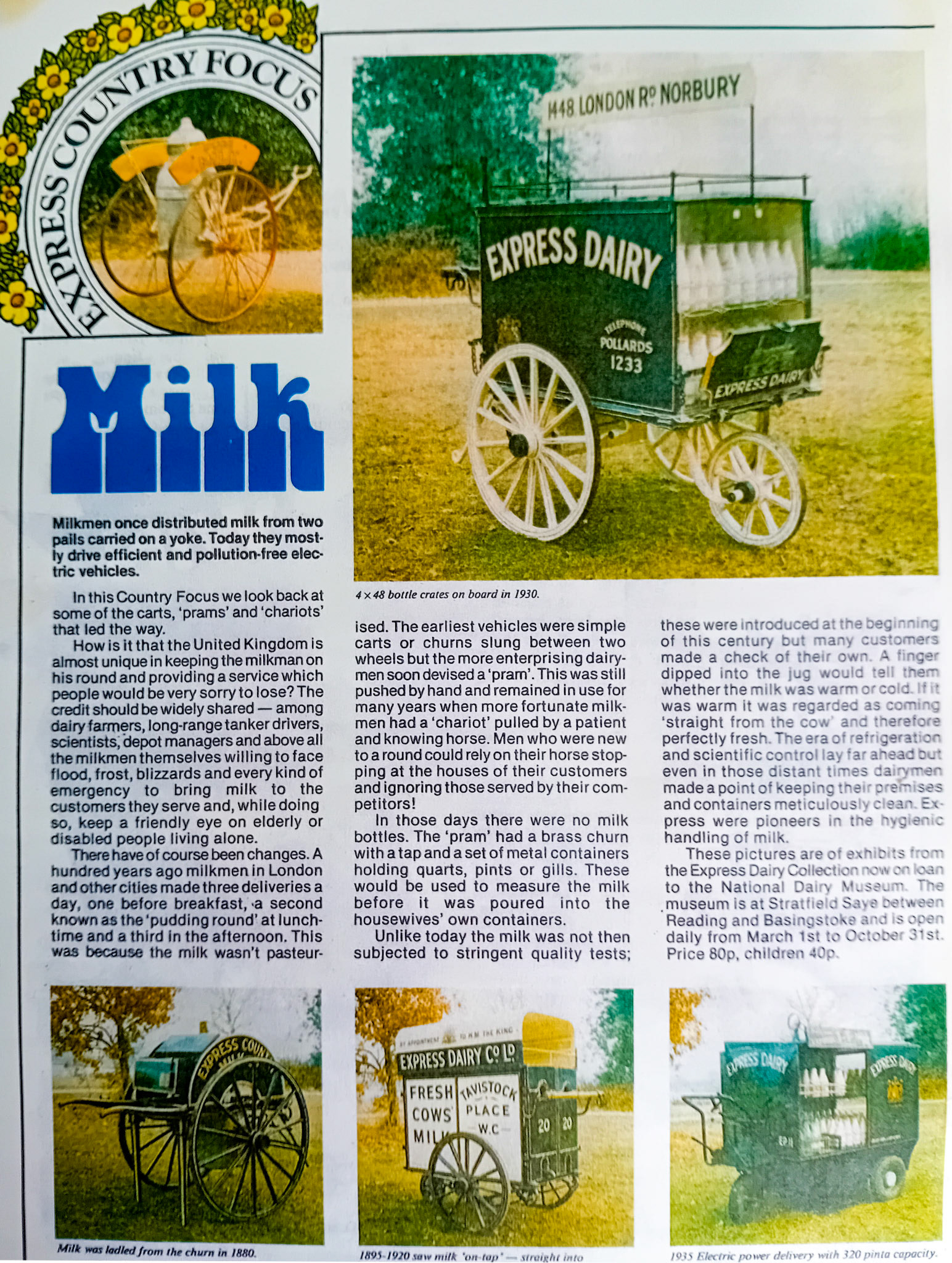 1980's? National Dairy Museum exhibits, from 'Country Focus' article (Courtesy Paul Smith)