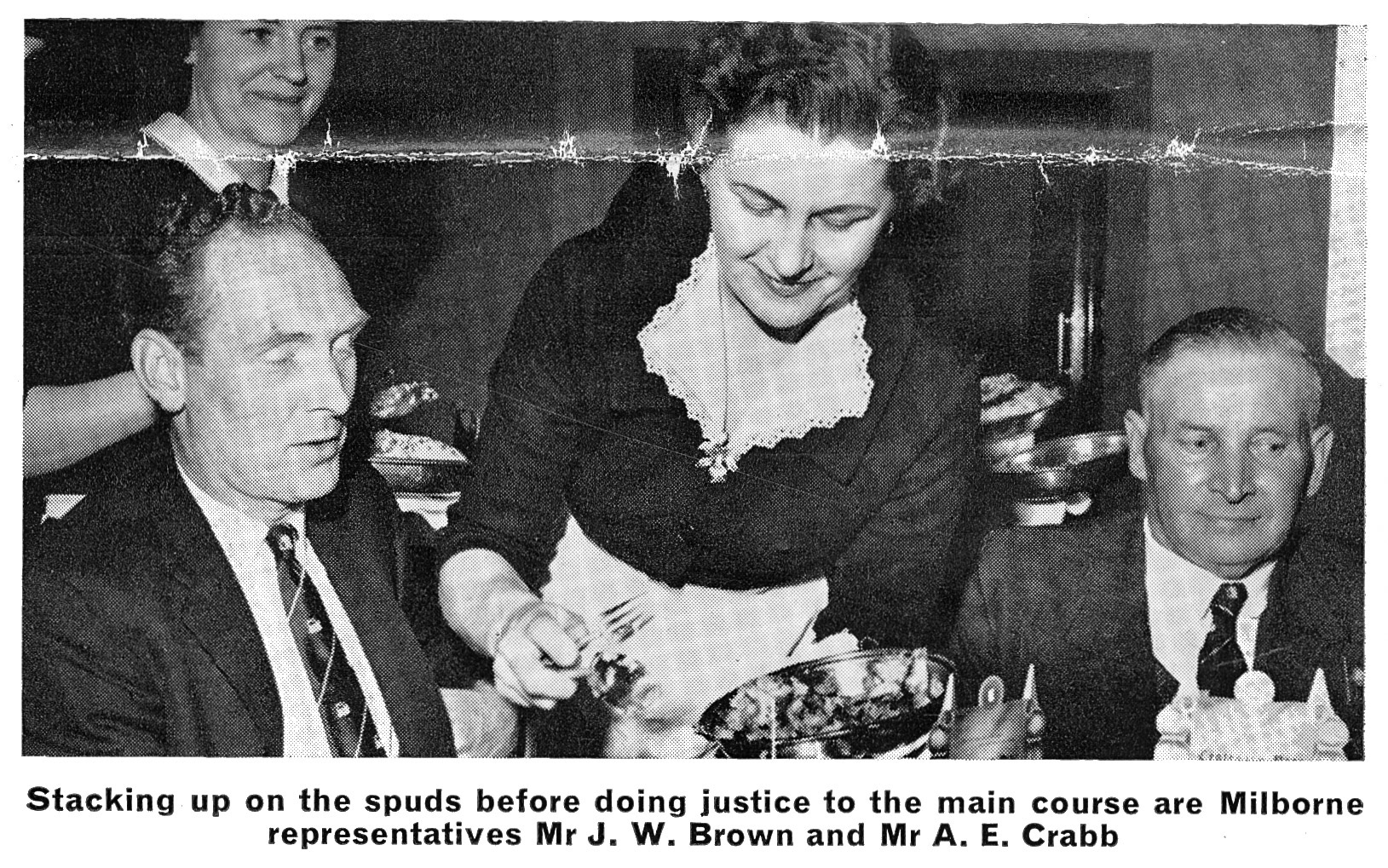 1964 Milborne staff at the Bath Long Service Dinner: Mr J.W. Brown and Mr A.E. Crabb. From August 'Express Extra' newsletter (Courtesy Paul Luke)