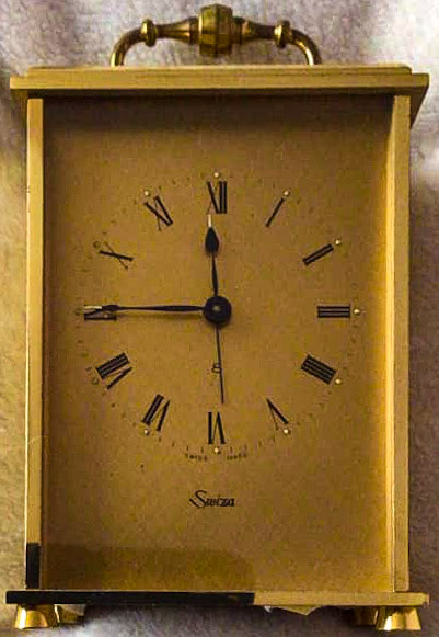1975 Carriage Clock presented to G.F. Bull for 20 years service. (Courtesy Colin Bull)