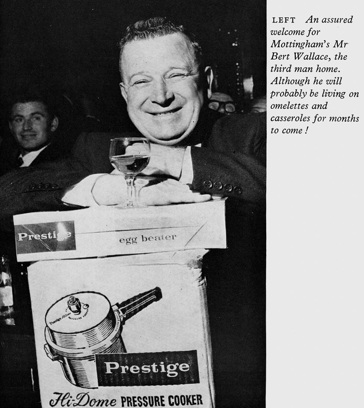 1962 Retail Prizewinners at The Chinbrook public house, Mottingham.  Bert Wallace from Mottingham. Chris Austen comments "He was a phenomenal salesman; I cannot remember anyone else selling as many cakes - especially on a Sunday!!, Bert became a manager and he was a great friend and colleague. He played the spoons; on one occasion, at a management dinner, he accompanied Chas &amp; Dave!!". Stephen John Wills adds "He also raised thousands for charity." (Express News Christmas)