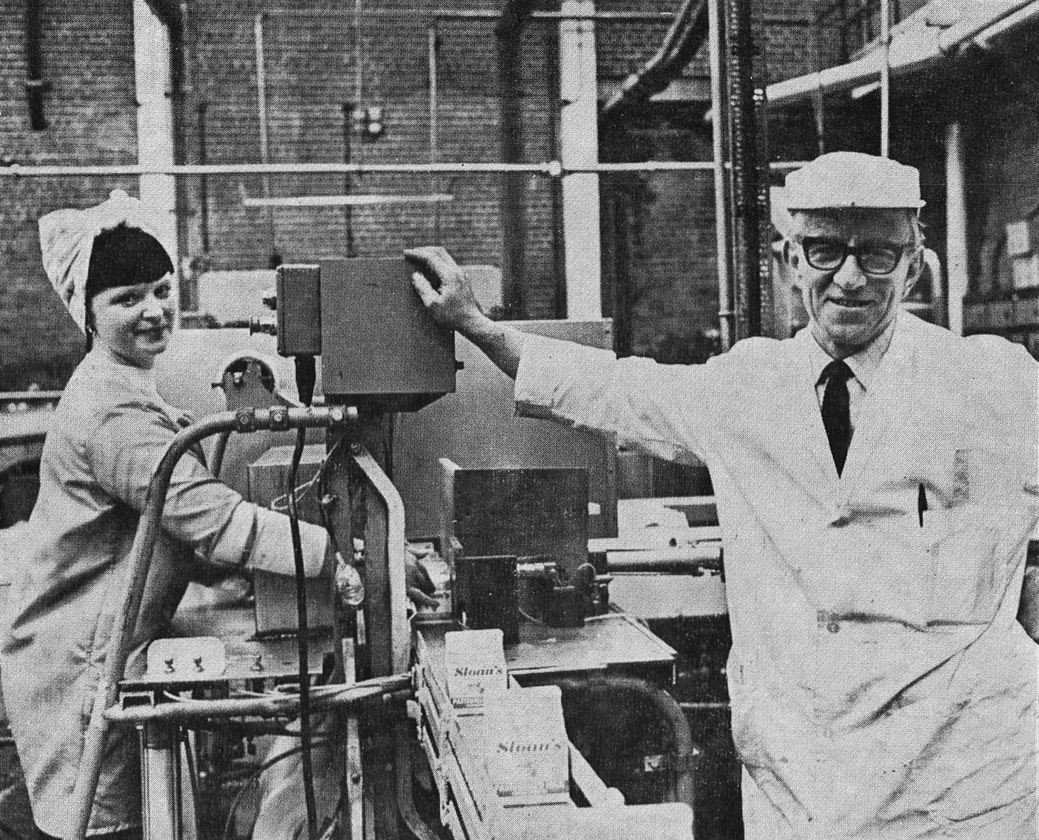 1972 Sloan's Dairies, Glasgow-Mrs Jessie Diamond and Dairy Foreman Dick McFarlane.  (Express News Christmas)