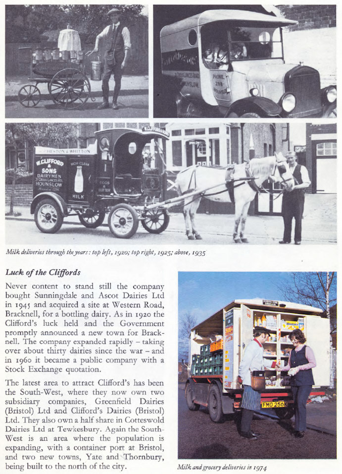 History of Clifford's Dairies. Thornbury was purchased by Express in June 1987(Courtesy David Montgomery, posted on Bygone Bracknell FB Group March 2016)