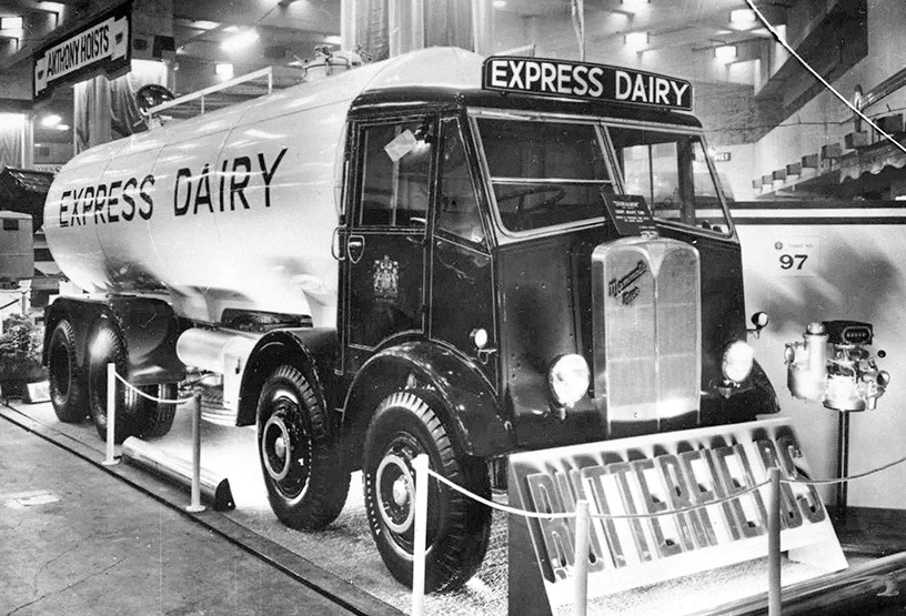 1948 A similar Mammoth Major tanker seen on Butterfield’s stand no 97, at the first, post-war Commercial Motor Show at Earls Court, in October 1948. (Courtesy The Express Dairy Motorised Fleet, Allan Bedford, Heritage Machines)