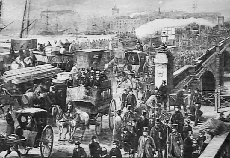 1850s London was very crowded, and milk came from crowded, unhygienic byres in the city; George was determined to bring in fresh milk from the countryside.(Express 125 Years video still)