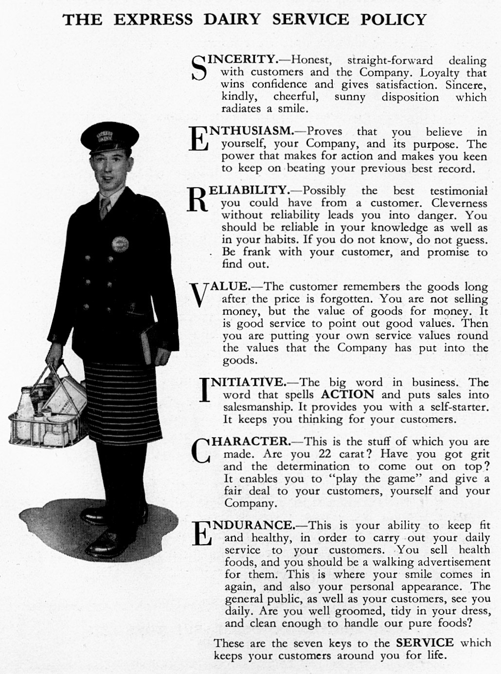 1954 Express Service Policy. (Express Salesman's Manual Fourth Edition)
