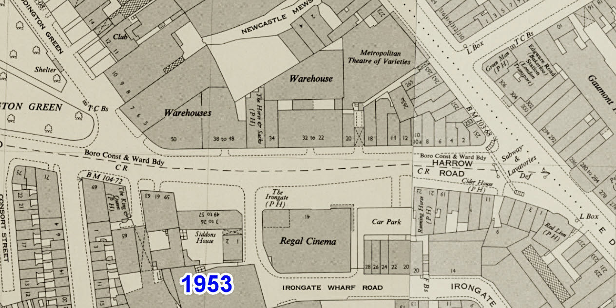 1953 map showing location of IMS, Harrow Road. (National Library of Scotland)