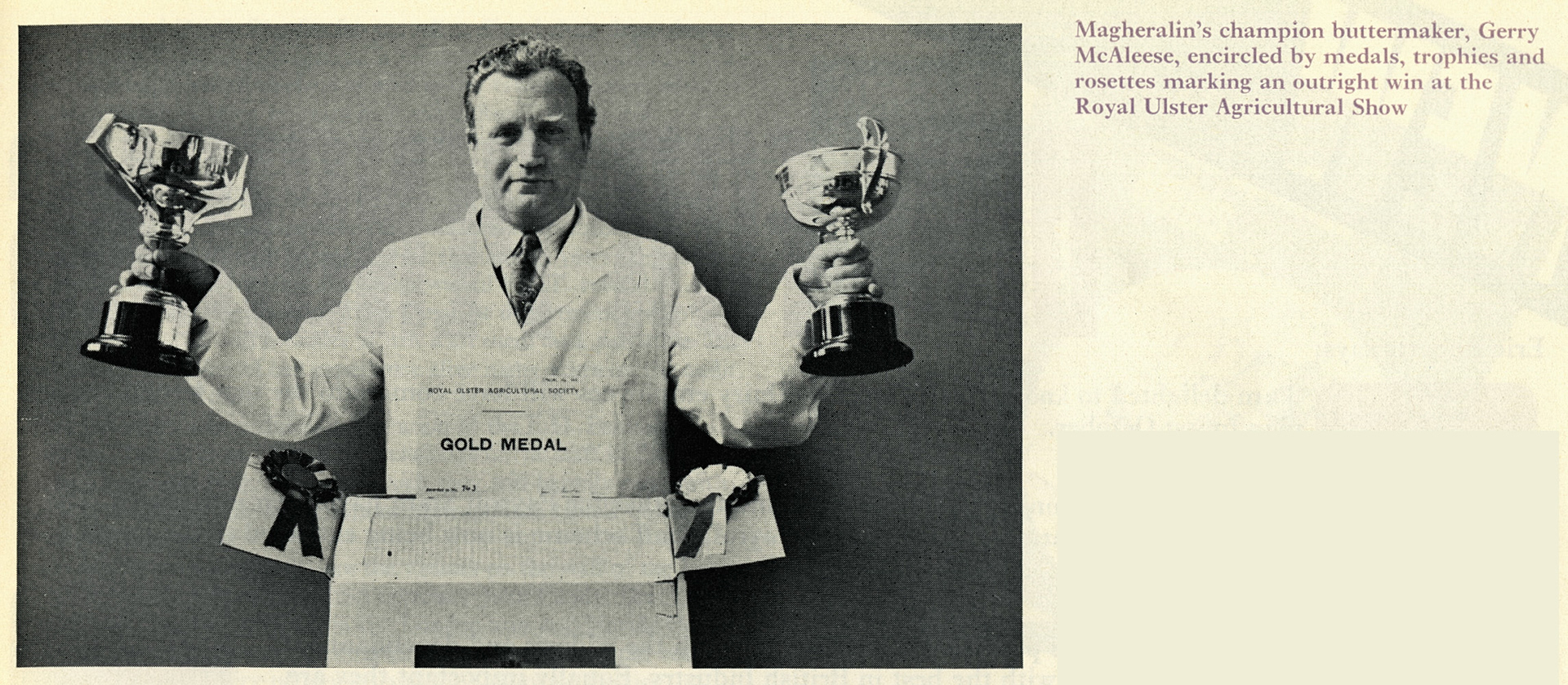 1972 Gerry McAleese, Magheralin Creamery's champion buttermaker