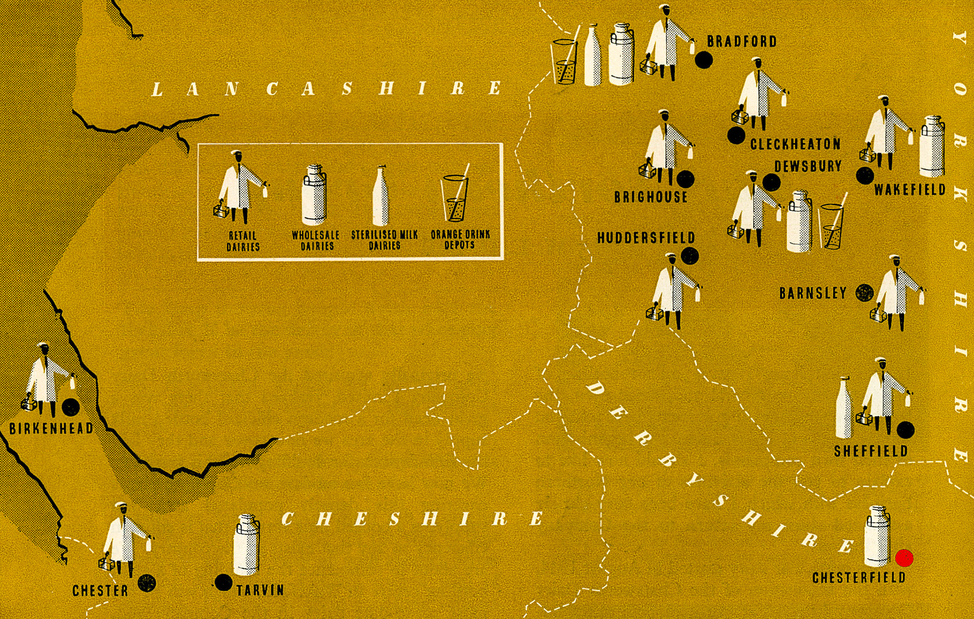 1957 Express Dairy Northern article from Express News, showing dairy locations at that time.