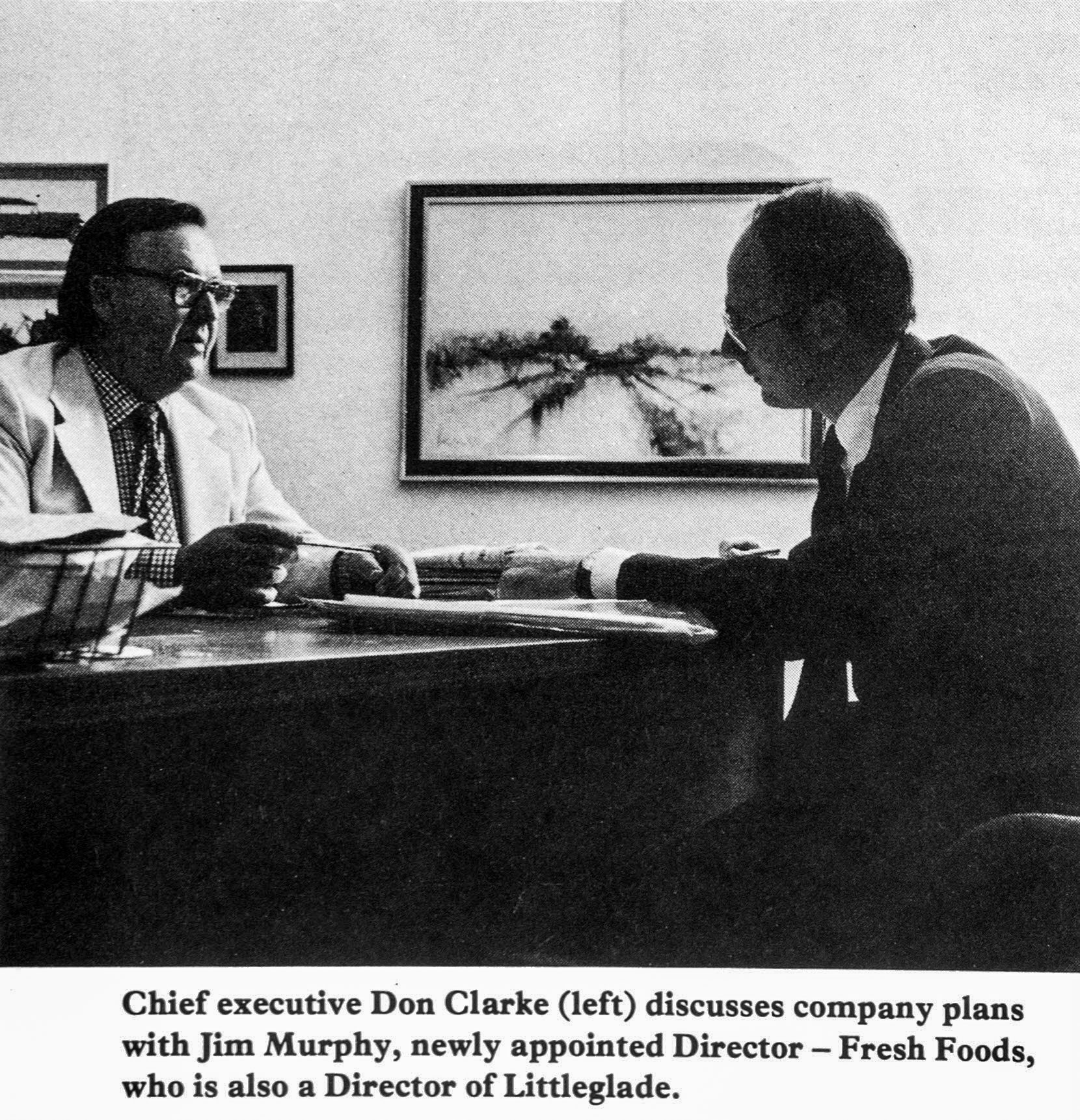 1979 Littleglade Founder and Chief Executive Don Clarke with Jim Murphy, Fresh Foods Director. (Express News Autumn)