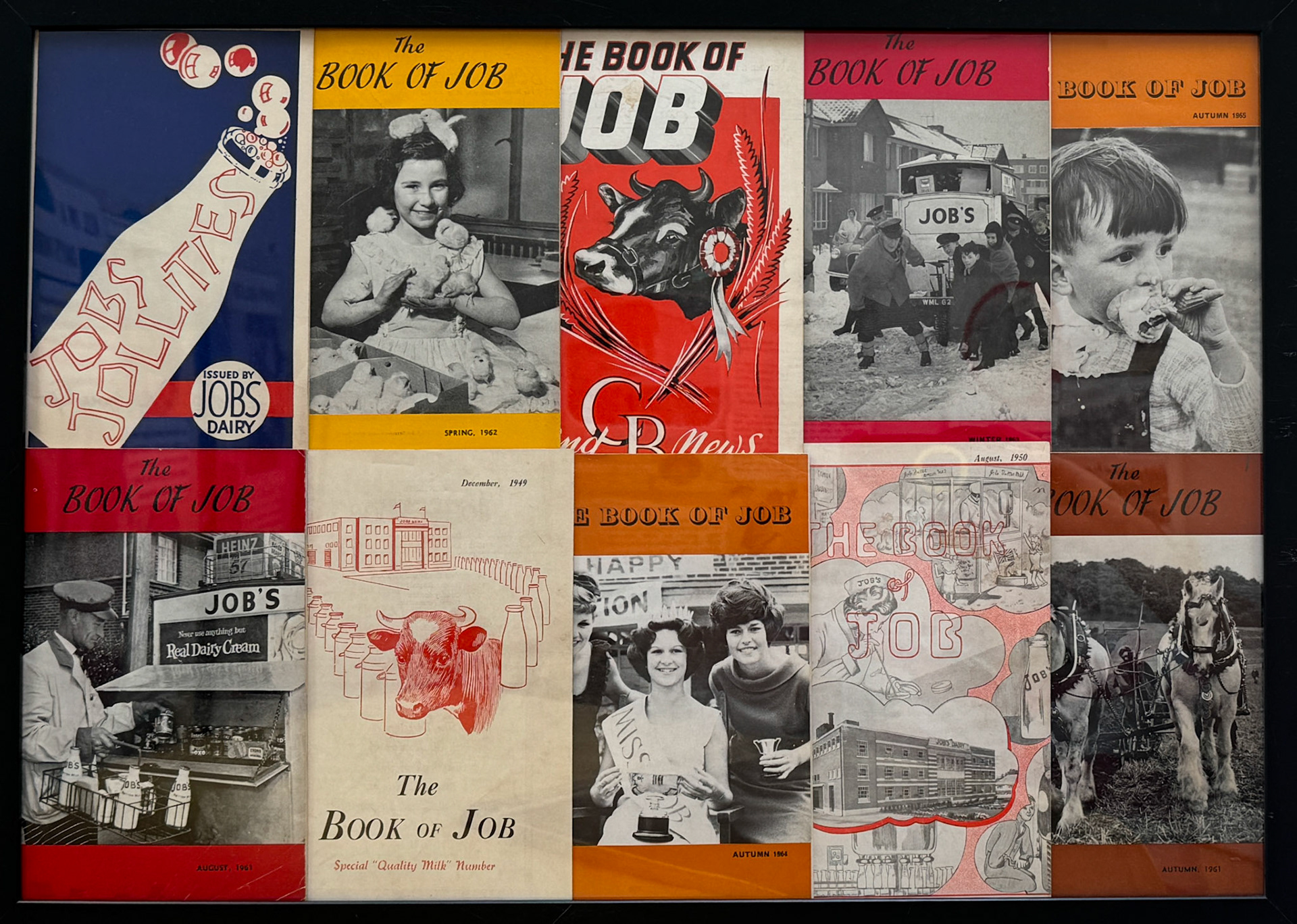 1950's 'The Book of Job' staff magazine was published regularly by Job's Dairy. (Didcot Dairy Exhibition 2024, Cornerstone Arts Centre)