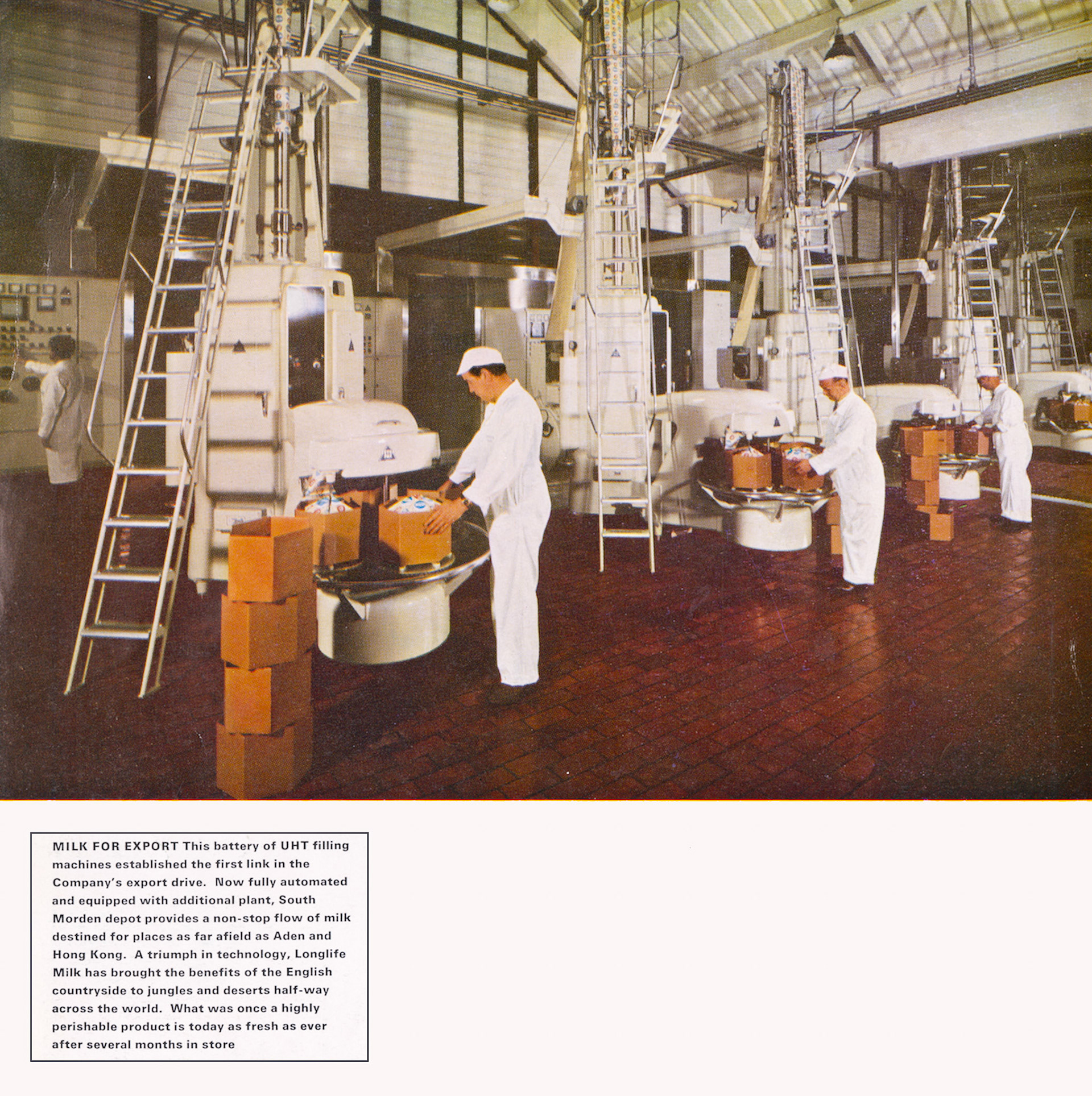 1966 South Morden UHT filling line. (Express in 1966 Brochure, courtesy Paul Luke)