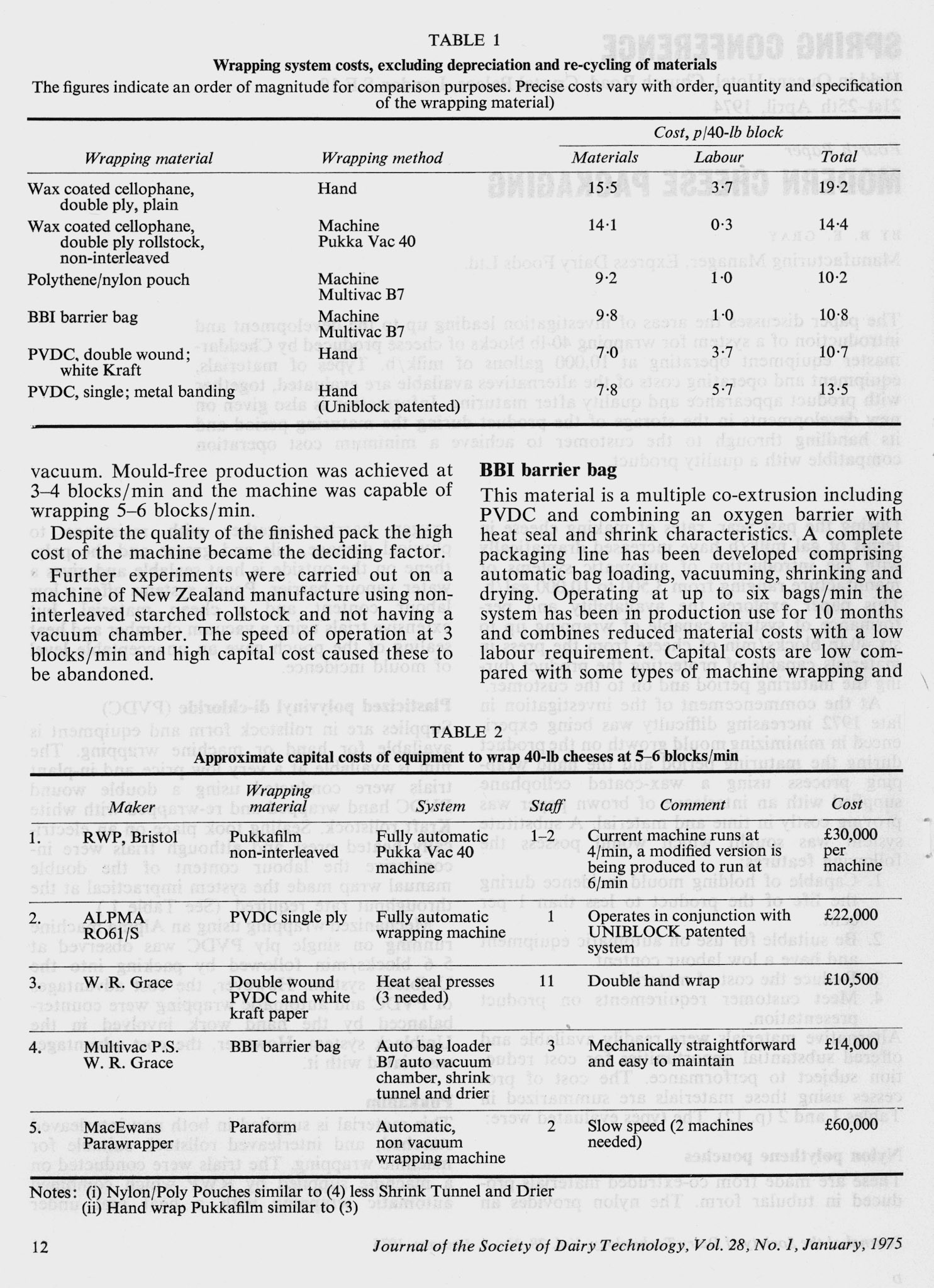 1974 Society of Dairy Technology Conference, Crystal Palace, London - paper presented by Brian Gray as Manufacturing Manager of Express Dairy Foods Ltd (Courtesy Tim Gray)