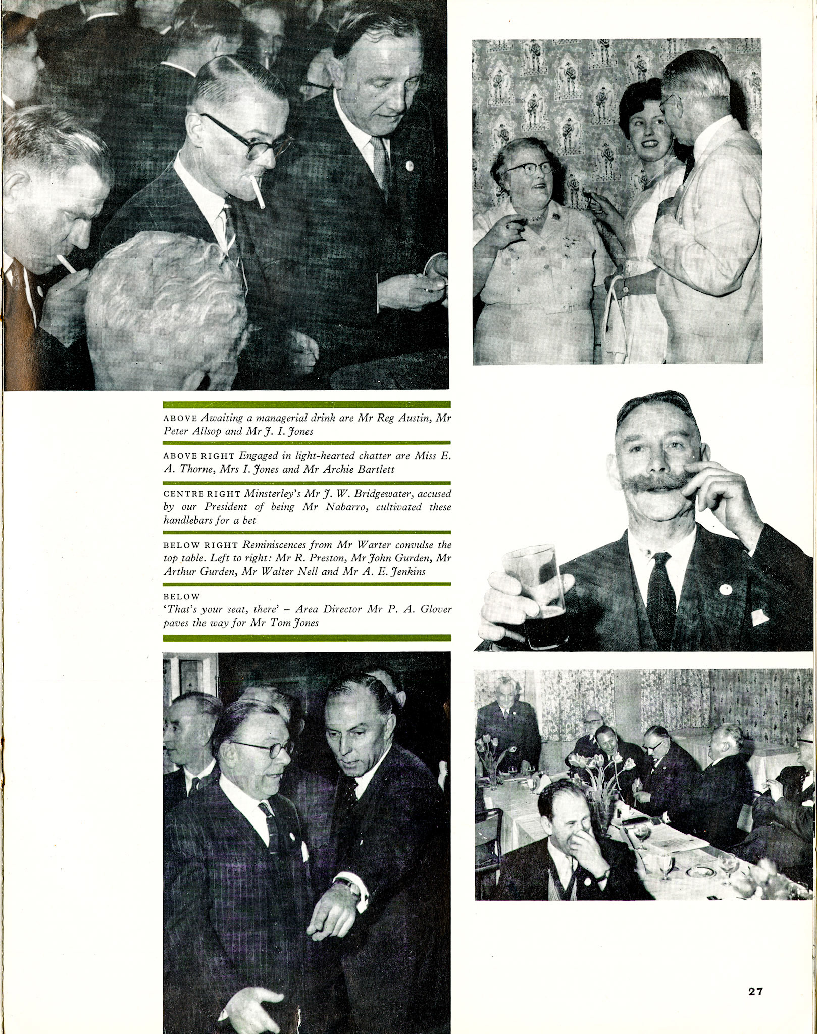 1961 Ruyton, Pipegate, Whittington and Minsterley Long Service Dinner at Shrewsbury. (LSA Annual Review)