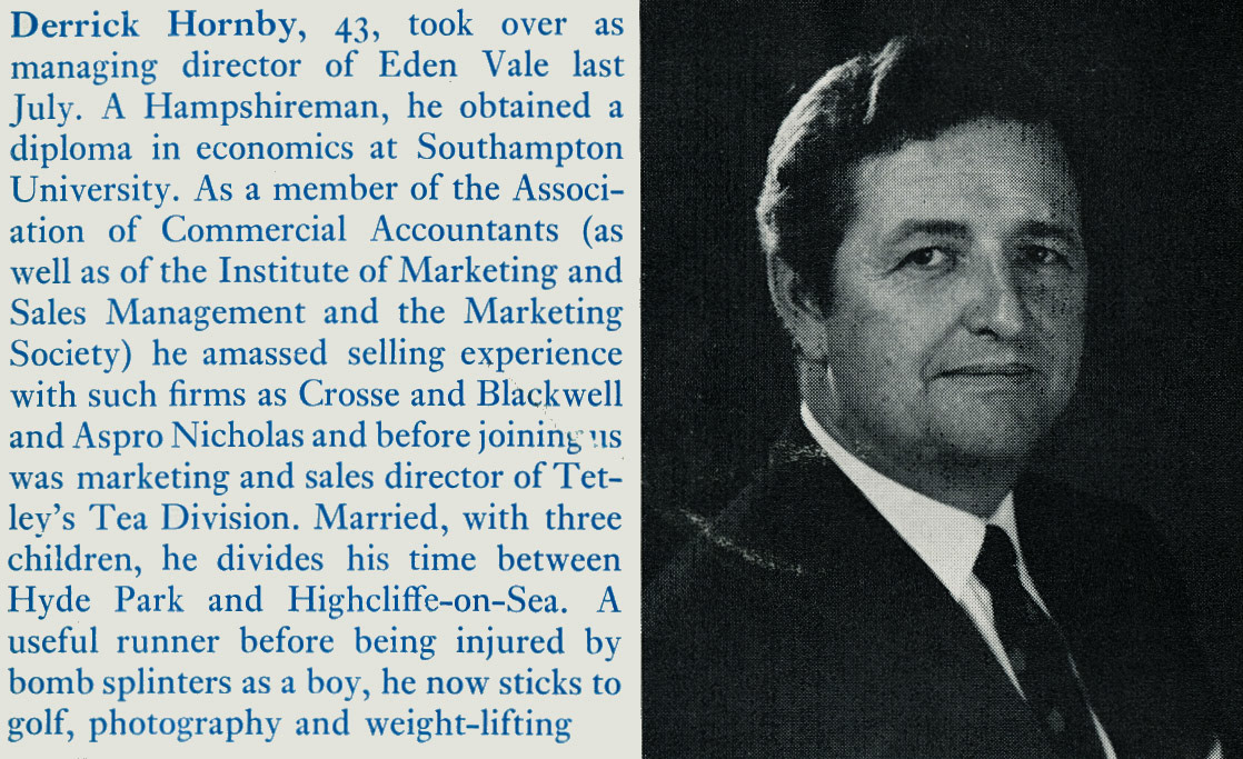 1969 Derrick Hornby appointed as Eden Vale MD. (Express News Autumn)