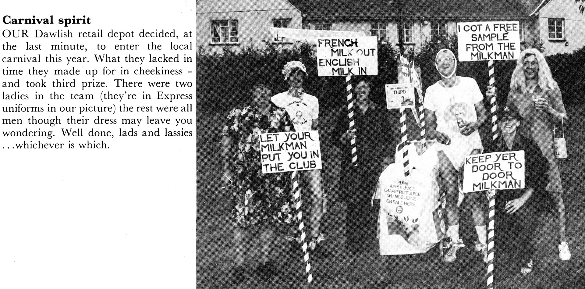 1981 Dawlish retail depot win third prize in the local carnival. (Express News July)