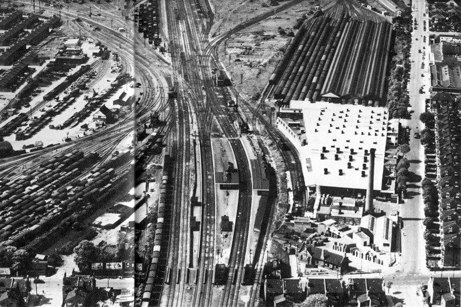 1950's ? Aerial view of Cricklewood Dairy and marshalling yard (Courtesy Sue Smith, FB)