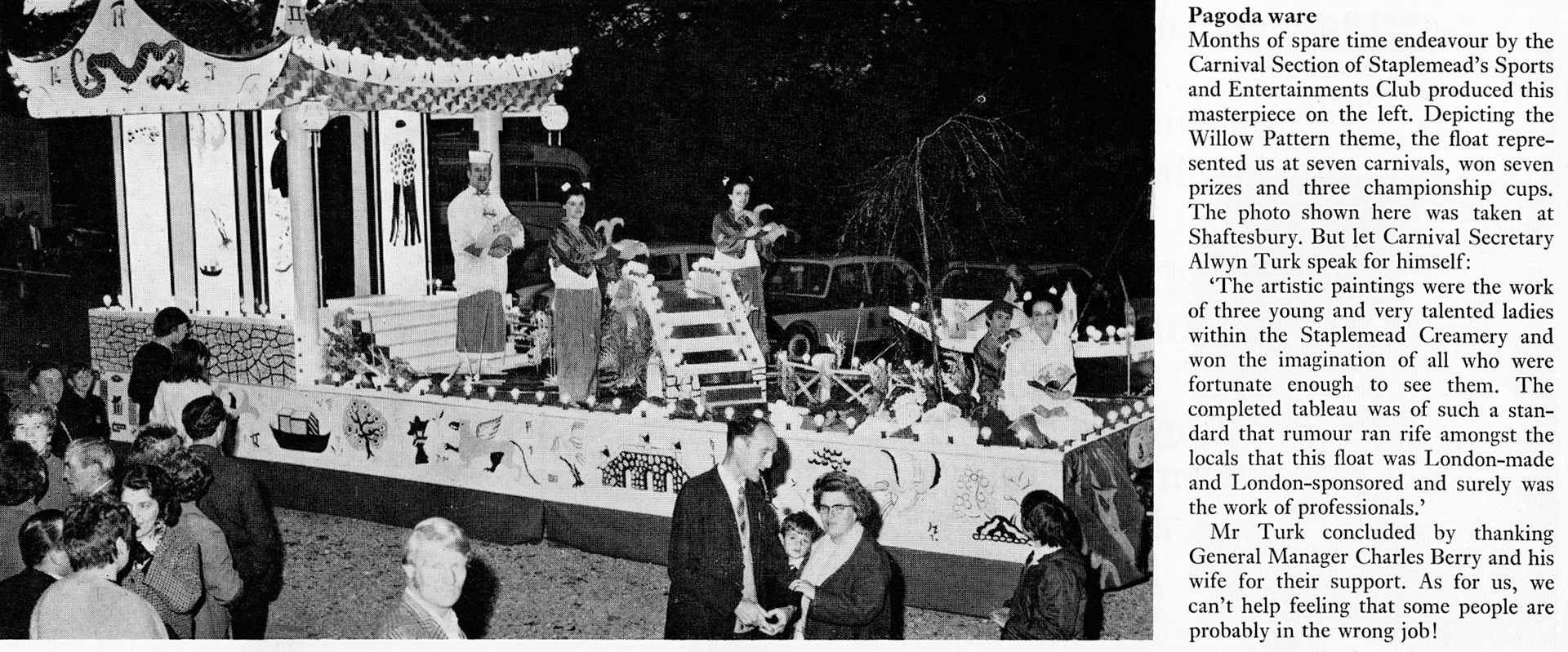 1970 Staplemead Creamery carnival procession