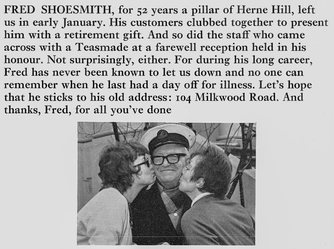 1971 Herne Hill milkman Fred Shoesmith retires after 52 years. (Express News Spring)
