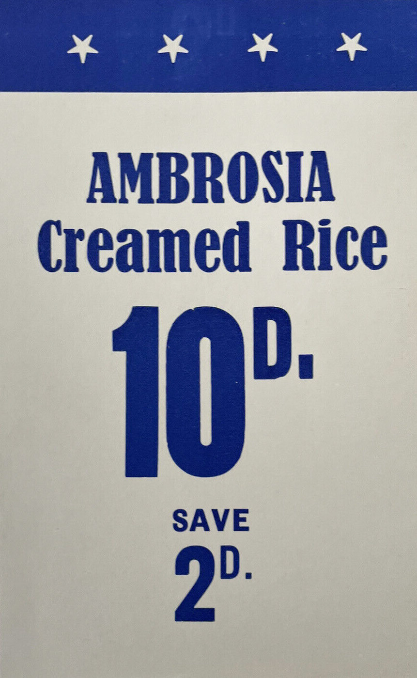 1960's? Ambrosia Creamed Rice Display Card