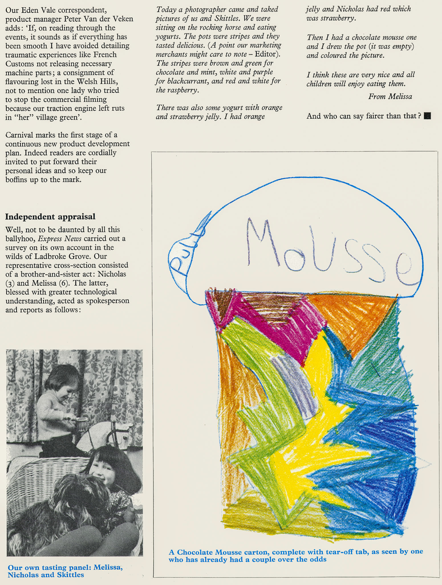 1976 Eden Vale launch new 'Carnival' Range. (Express News Summer)