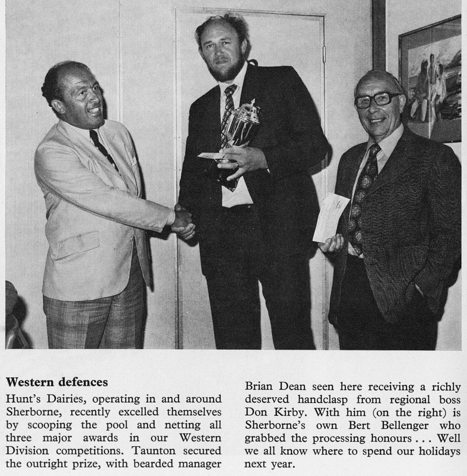 1976 Hunt's Dairies wins Express Dairy awards, with Brian Dean, Don Kirby and Bert Bellenger