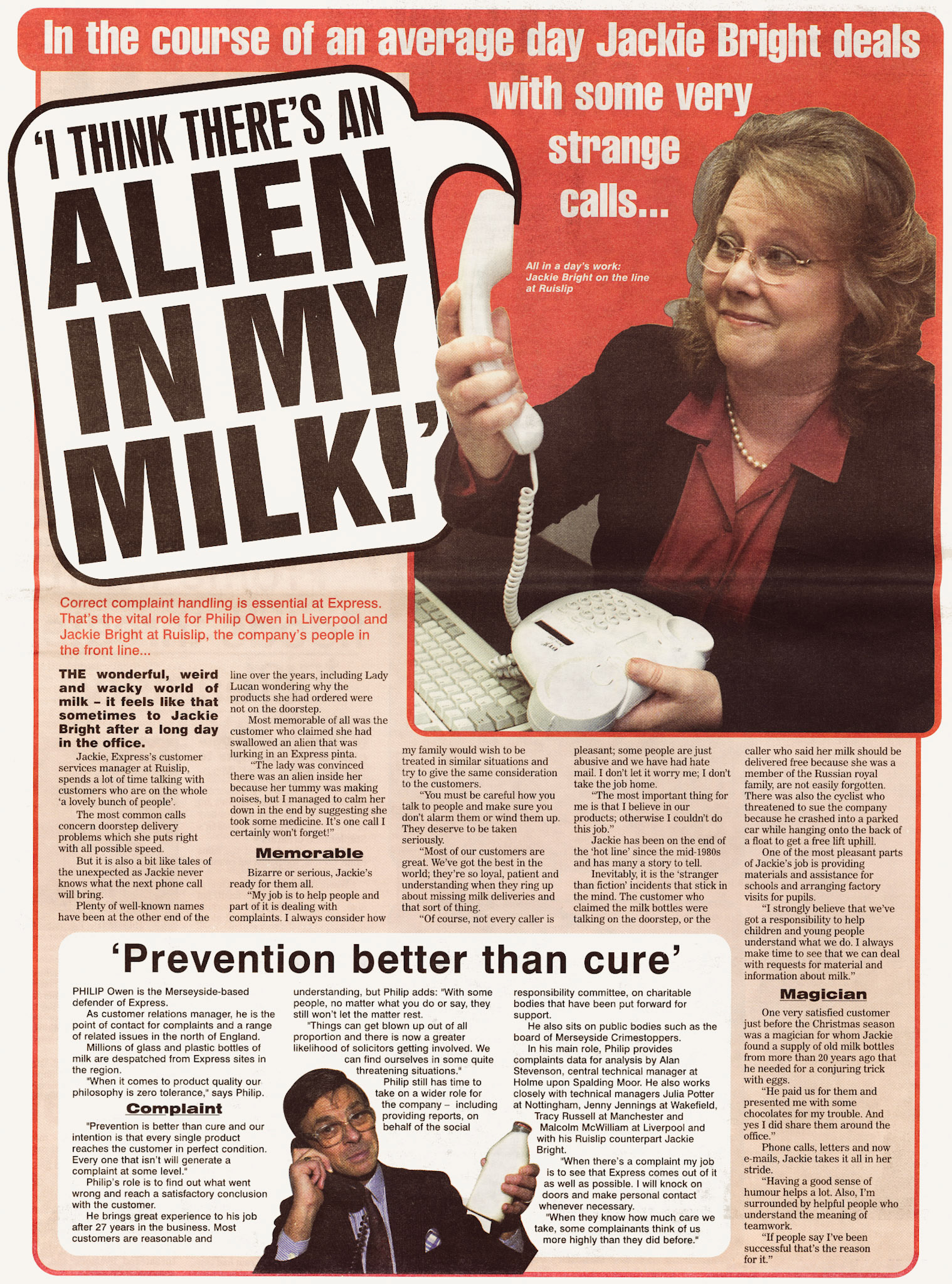 2000 Jackie Bright takes very strange customer service calls at South Ruislip. Gordon Martin comments "A lovely lady and a good friend". (Courtesy Michael Aldread)